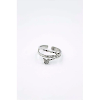 6lı Taşlı Kelebek Yüzük - Gümüş