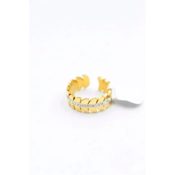 6lı Taşlı Yaprak Yüzük - Altın