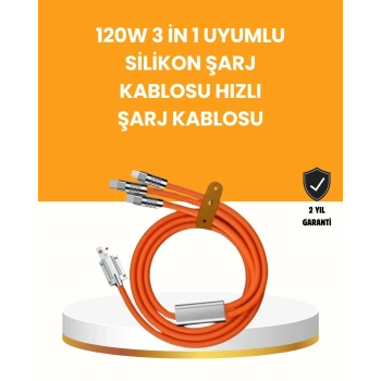 Mey İthalat® Çoklu Cihaz Dostu 120 W Hızlı Şarj Kablosu – Tek Kablo ile Her Cihaz Elinizin Altında