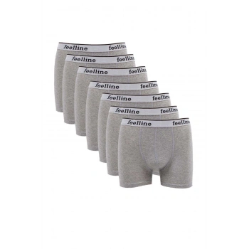 7 adet Feelline Gri Pamuklu Doğal Likralı Erkek Boxer