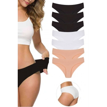 7 Adet Kadın Dikişsiz Lazer Kesim Esnek İz yapmayan Külot S4