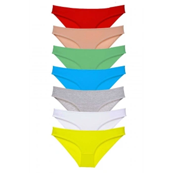 7 adet Süper Eko Set Likralı Kadın Slip Külot Çok Renkli