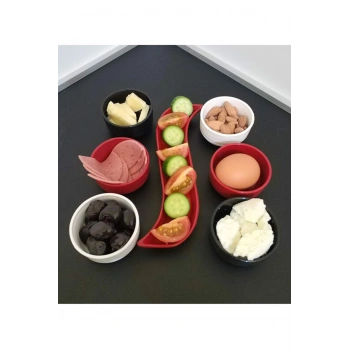 7 Parça Kahvaltı Seti Sosluk İftariyelik Çerezlik Kırılmaz Melamin Çap 7 cm