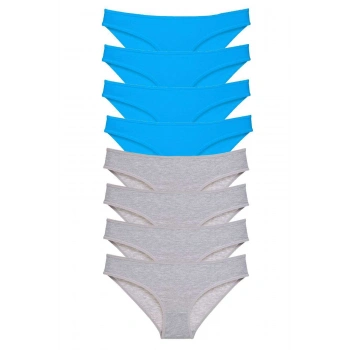 8 adet Eko Set Likralı Kadın Slip Külot Gri ve Mavi