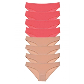 8 adet Süper Eko Set Likralı Kadın Slip Külot Fuşya Ten