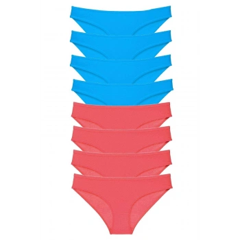 8 adet Süper Eko Set Likralı Kadın Slip Külot Fuşya ve Mavi