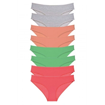 8 adet Süper Eko Set Likralı Kadın Slip Külot Gri Pudra Yeşil Fuşya