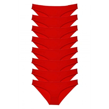 8 adet Süper Eko Set Likralı Kadın Slip Külot Kırmızı