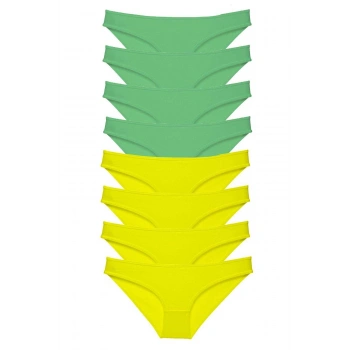 8 adet Süper Eko Set Likralı Kadın Slip Külot Sarı Yeşil