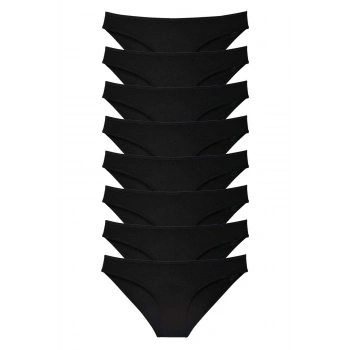 8 adet Süper Eko Set Likralı Kadın Slip Külot Siyah