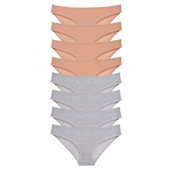 8 adet Süper Eko Set Likralı Kadın Slip Külot Ten Gri