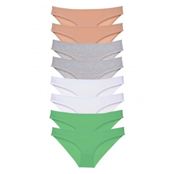 8 adet Süper Eko Set Likralı Kadın Slip Külot Ten Gri Beyaz Yeşil