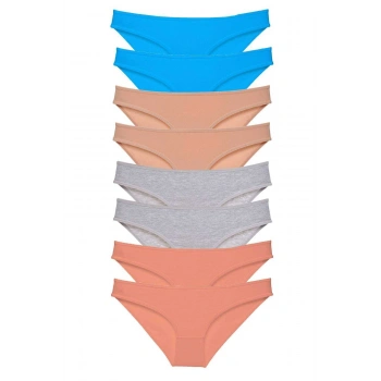 8 adet Süper Eko Set Likralı Kadın Slip Külot Ten Gri Pudra Mavi