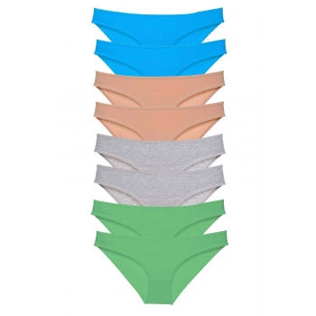 8 adet Süper Eko Set Likralı Kadın Slip Külot Ten Gri Yeşil Mavi