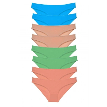 8 adet Süper Eko Set Likralı Kadın Slip Külot Ten Pudra Yeşil Mavi