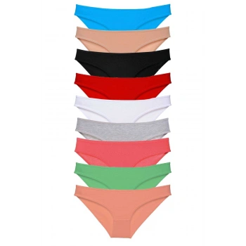 9 adet Süper Eko Set Likralı Kadın Slip Külot Tüm Renkler