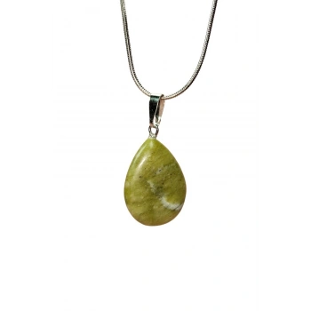 Akuamarin Doğal Taşı Zincirli El Yapımı Kolye Uç: 3 cm Zincir: 20 cm Kutulu