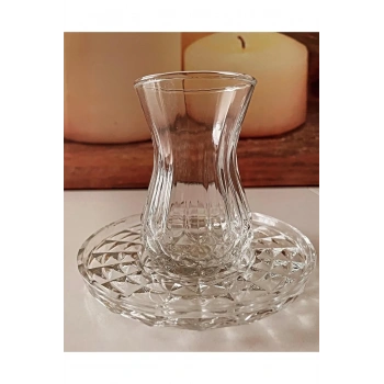 Alin Adela 6lı Cam Çay Tabağı Çay Tabak Altlığı Royaleks-RYG8030