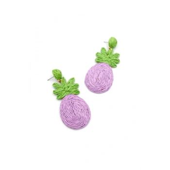 Ananas Hasır Küpe - Mor