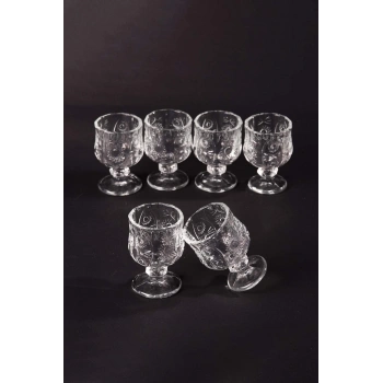 Ayaklı Kahve Yanı Bardağı Kristal Kesim Shot Bardak 7cm x 4 cm 6 Lı Set