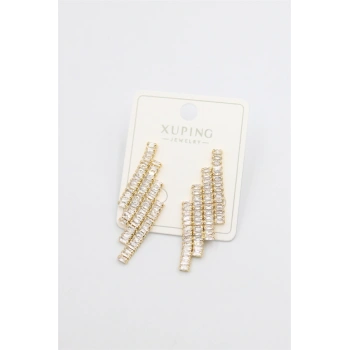 Baget Taşlı Küpe - Altın