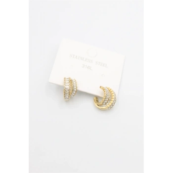 Baget Taşlı Küpe - Altın