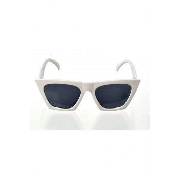 Beyaz Çerçeve Cat Eye Kadın Güneş Gözlüğü - Moda Gözlük