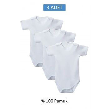 Beyaz Yarım Kol Body Zıbın 2-7 YAŞ Çocuklar İçin (3 ADET) Alttan Çıtçıtlı Özel Gereksinimli
