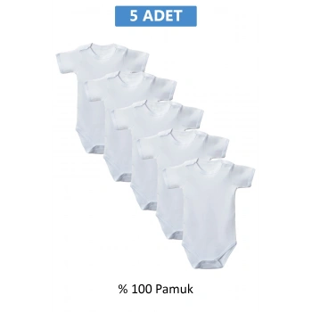 Beyaz Yarım Kol Body Zıbın 2-7 YAŞ Çocuklar İçin (5 ADET) Alttan Çıtçıtlı Özel Gereksinimli