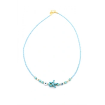 Boncuk Deniz Yıldzı Kolye - Mavi