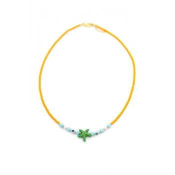 Boncuk Deniz Yıldzı Kolye - Turuncu