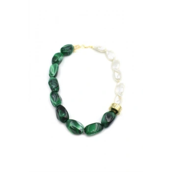 Boncuklu İnci Kolye - Yeşil