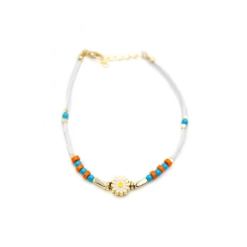 Boncuklu Papatya Halhal - Altın