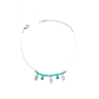 Boncuklu Yonca Halhal - Gümüş