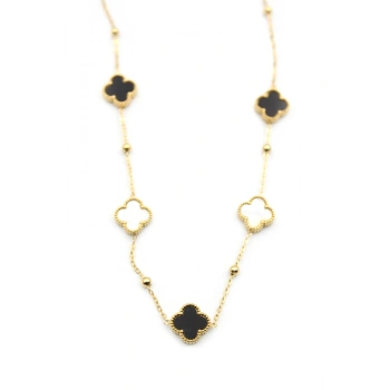 Boncuklu Yonca Kolye - Altın