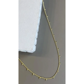 Boncuklu Zincir Kolye - Altın