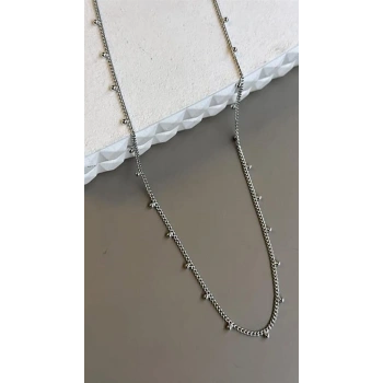 Boncuklu Zincir Kolye - Gümüş