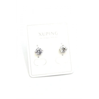 Büyük Boy Tek Taş Küpe - Gümüş