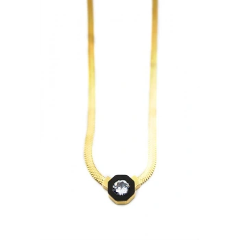 Çağla İtalyan Zincir Çelik Kolye - Altın