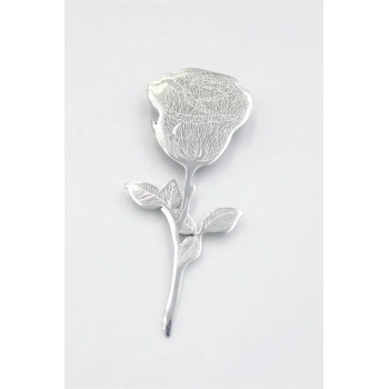 Çelik Gül Broş - Gümüş
