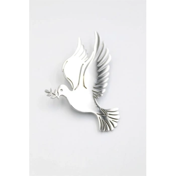Çelik Güvercin Broş - Gümüş