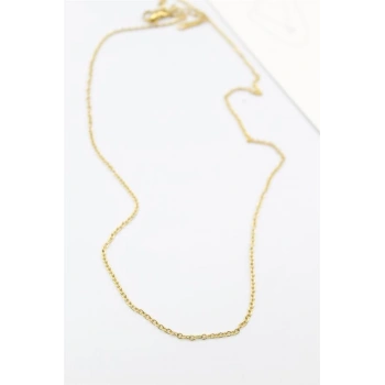 Çelik Zincir Kolye - 45 cm - Altın