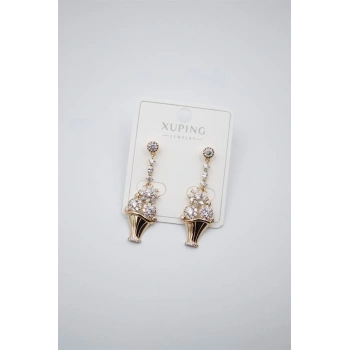 Çiçek Buketi Küpe - Altın