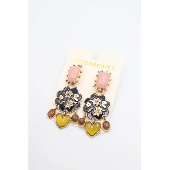 Çiçek İşlemeli Küpe - ÇOK RENKLİ