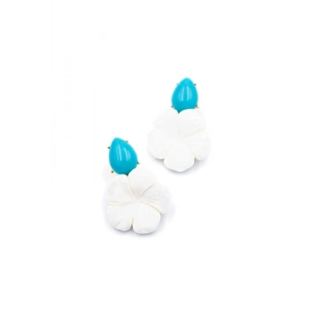 Çiçek Küpe - Beyaz