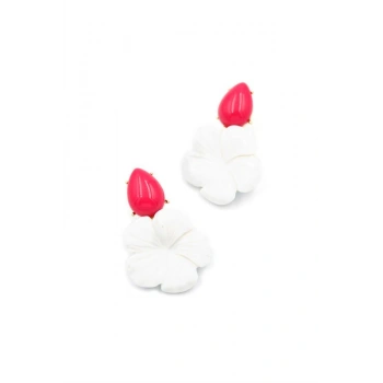 Çiçek Küpe - Beyaz