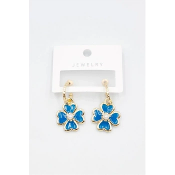 Çiçek Küpe - Mavi