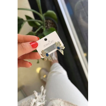 Çiçek Küpe - Mavi