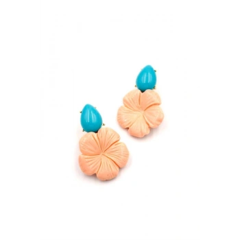 Çiçek Küpe - Somon