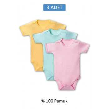 Çok Renkli Yarım Kol Body Zıbın 7-12 YAŞ Çocuklar İçin (3 ADET) Alttan Çıtçıtlı Özel Gereksinimli